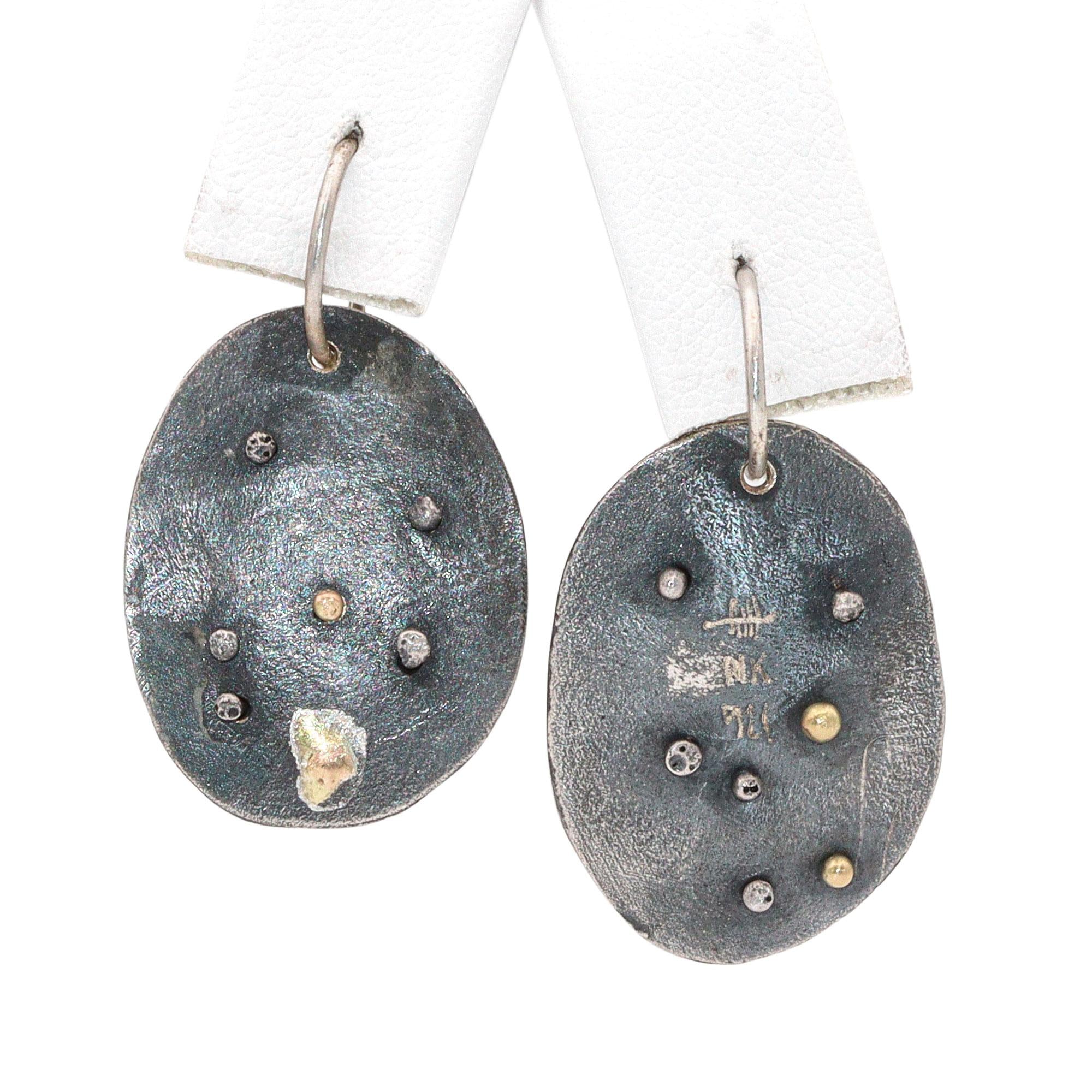 Vintage Sterling Silver & 14k Yellow Gold Earrings
