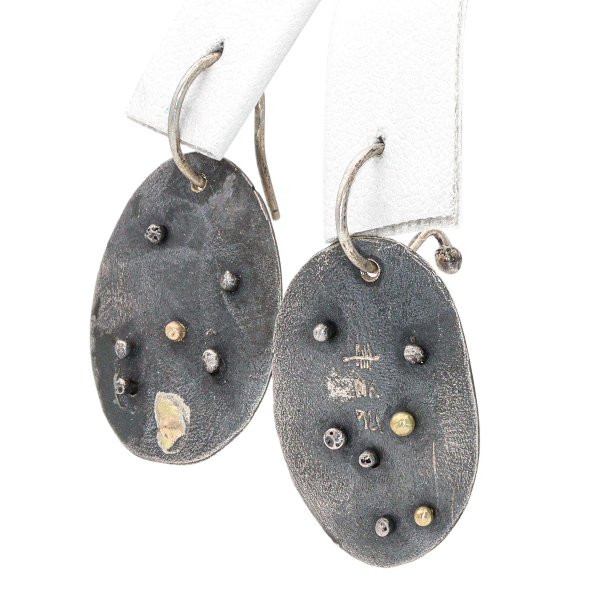Vintage Sterling Silver & 14k Yellow Gold Earrings