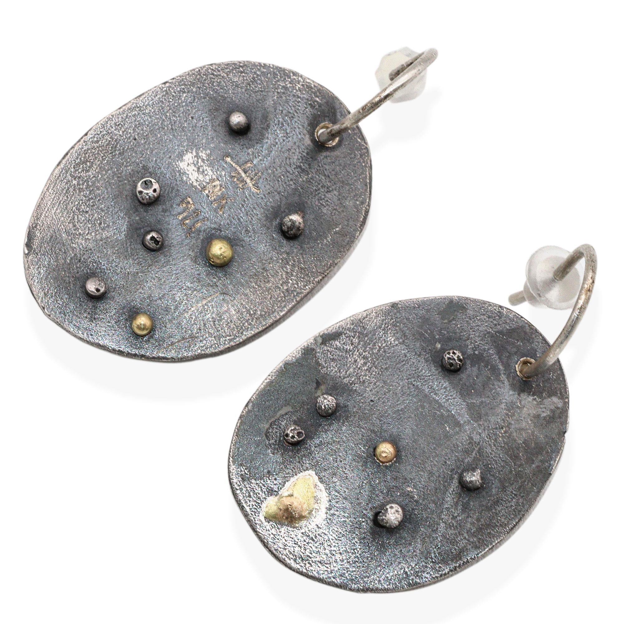 Vintage Sterling Silver & 14k Yellow Gold Earrings
