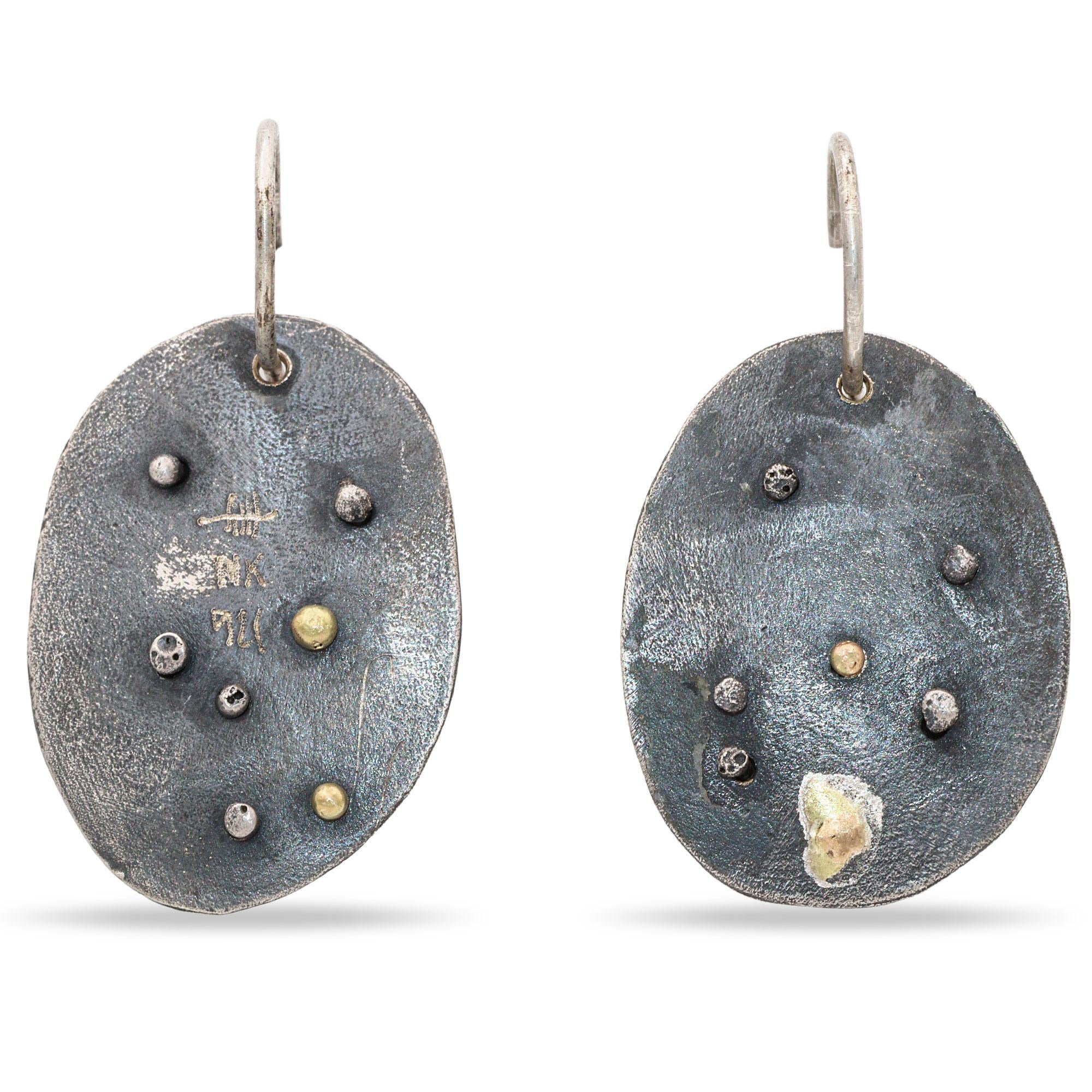 Vintage Sterling Silver & 14k Yellow Gold Earrings