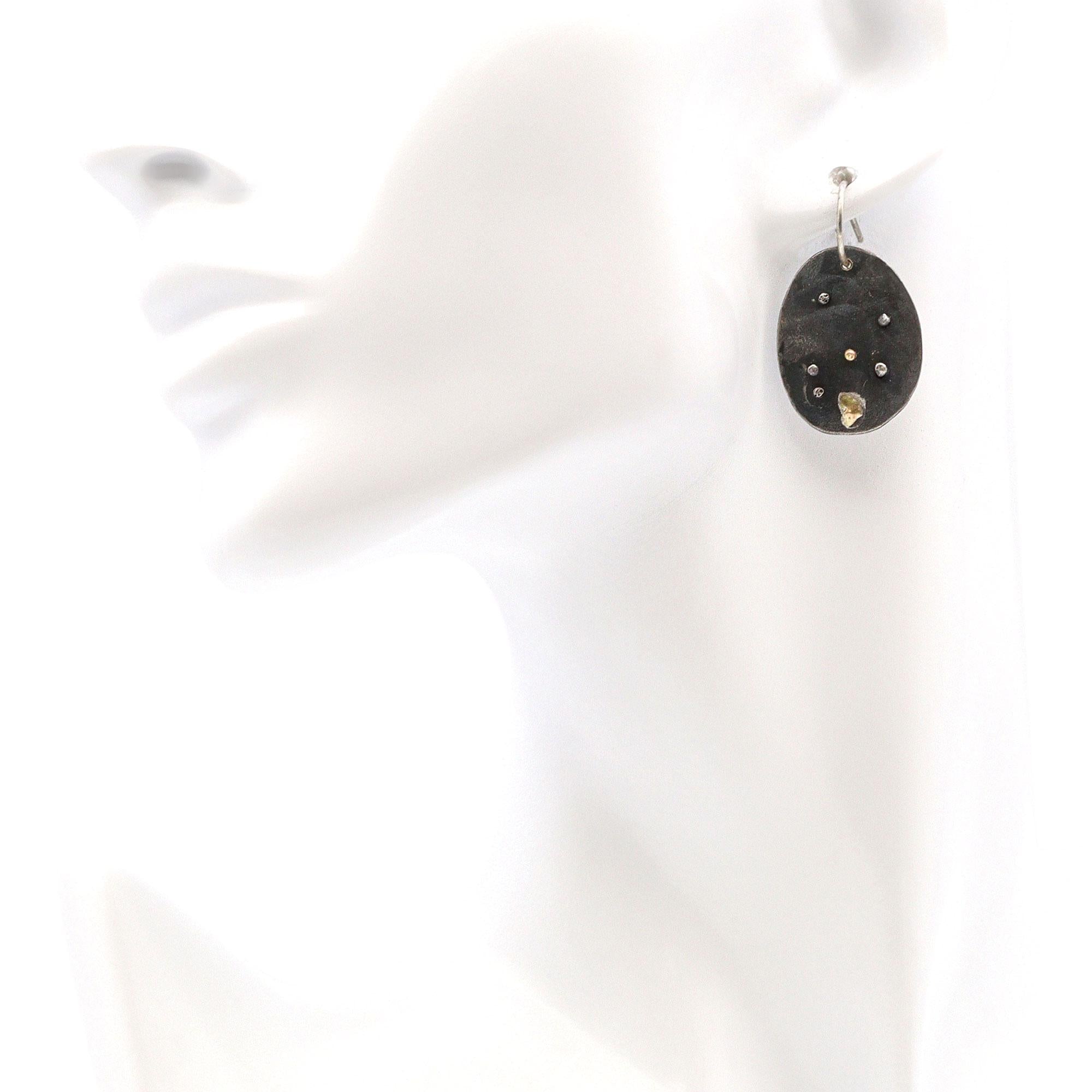 Vintage Sterling Silver & 14k Yellow Gold Earrings