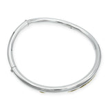 Sterling Silver Two-Tone Leaf Motif Hinged Collar Necklace