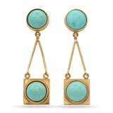 Vintage 14k Yellow Gold Turquoise Earrings