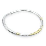 Sterling Silver Two-Tone Leaf Motif Hinged Collar Necklace