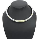 Sterling Silver Two-Tone Leaf Motif Hinged Collar Necklace