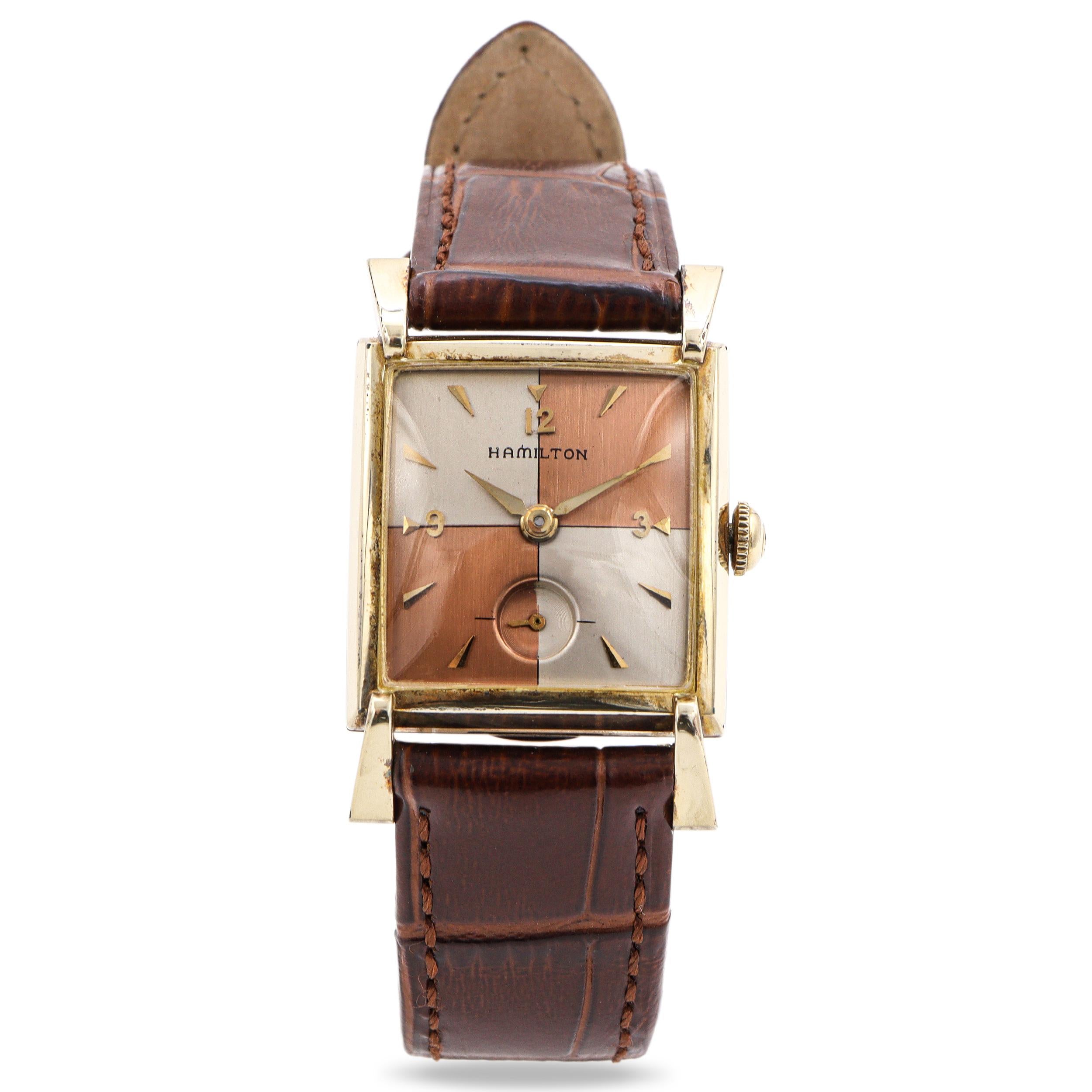 Vintage Hamilton 10K Gold Filled Two-Tone Quad Dial Hand-Wind Men's Watch