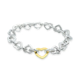 Tiffany & Co. Sterling Silver & 18K Yellow Gold Open Heart Link Bracelet