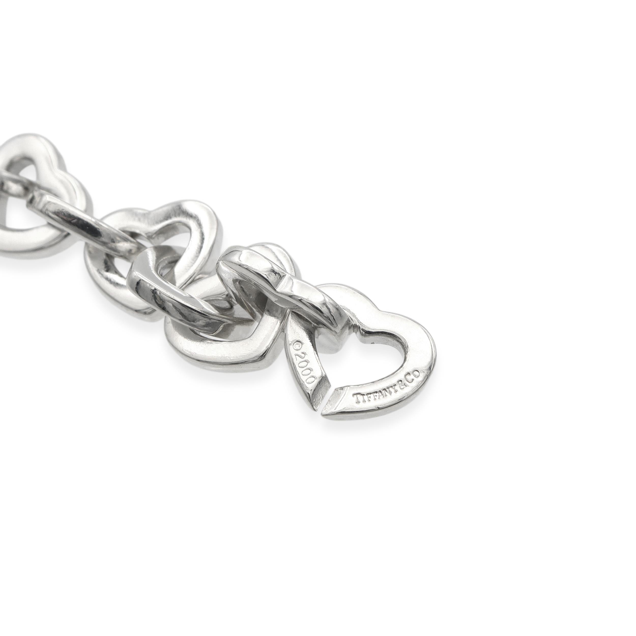 Tiffany & Co. Sterling Silver & 18K Yellow Gold Open Heart Link Bracelet