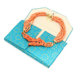 Vintage 14k Yellow Gold Diamond & Carved Coral Dragon Multi-Strand Necklace