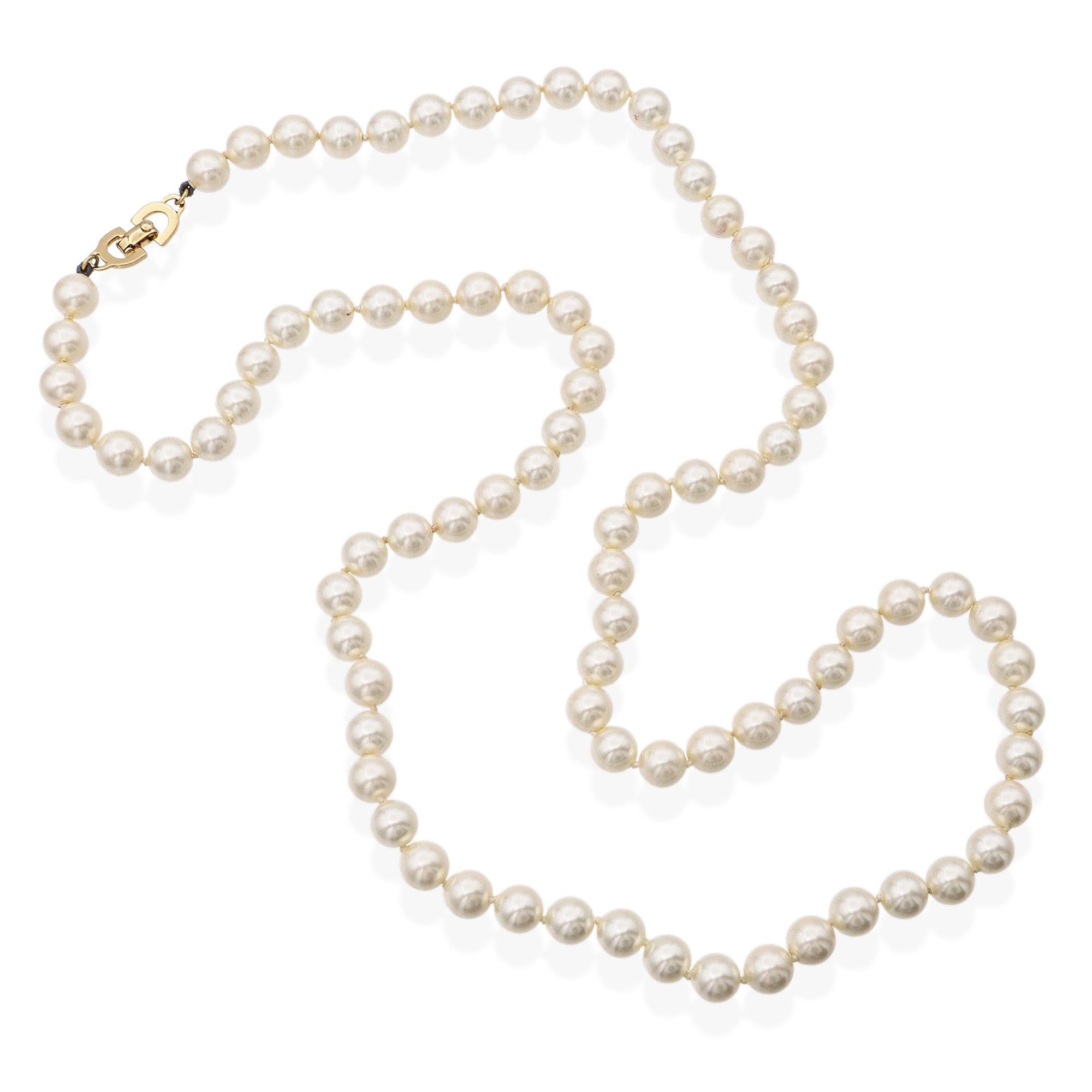 Vintage Christian Dior Faux Pearl Beaded Strand Necklace