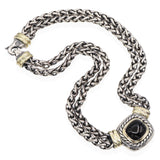 David Yurman Sterling Silver & 14k Gold Black Onyx Double Wheat Chain Necklace