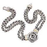 David Yurman Sterling Silver & 14k Gold Black Onyx Double Wheat Chain Necklace