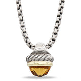 David Yurman Sterling Silver 14k Gold Citrine Acorn Pendant Necklace