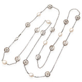 Tiffany & Co. Sterling Silver Pearl Nature Rose Flower Station Necklace