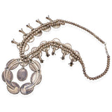 Vintage E. Belone Navajo Sterling Silver Amber Squash Blossom Necklace