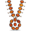 Vintage E. Belone Navajo Sterling Silver Amber Squash Blossom Necklace
