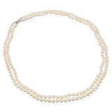 Vintage 13k White Gold Matinee-Length Beaded Double Strand Pearl Necklace