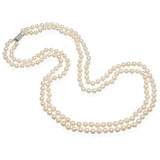 Vintage 13k White Gold Matinee-Length Beaded Double Strand Pearl Necklace