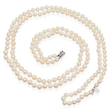 Vintage 13k White Gold Matinee-Length Beaded Double Strand Pearl Necklace