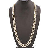 Vintage 13k White Gold Matinee-Length Beaded Double Strand Pearl Necklace