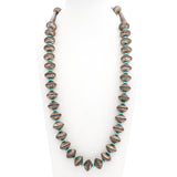 Vintage James McCabe Navajo Handcrafted Silver Mercury Dime Turquoise Necklace