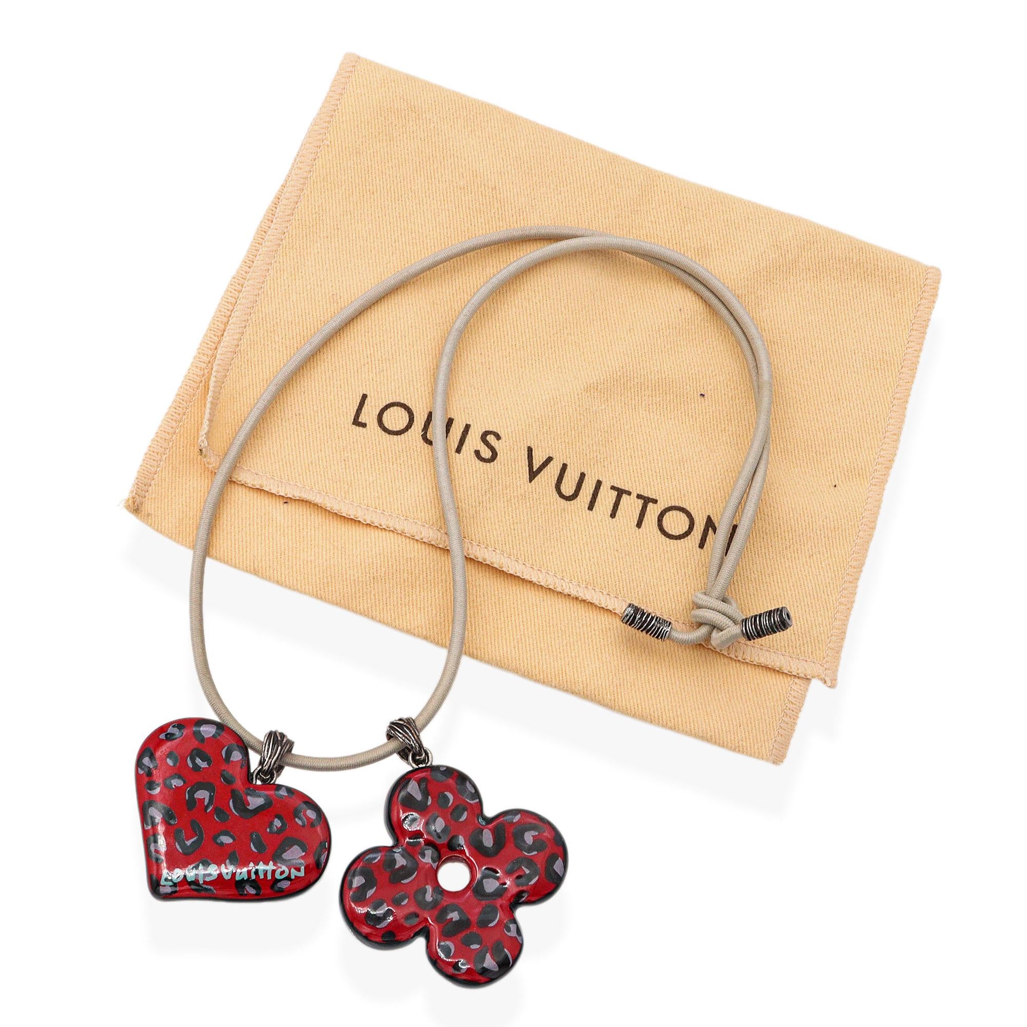 Louis Vuitton Glass Heart and Clover Pendant Necklace