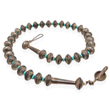 Vintage James McCabe Navajo Handcrafted Silver Mercury Dime Turquoise Necklace