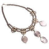 Vintage Navajo Signed Spencer Sterling Silver Coral Leaf Double Strand Necklace