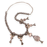 Vintage Southwest Navajo Sterling Silver Turquoise & Coral Squash-Style Necklace