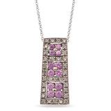 Vintage 14k White Gold Pink Sapphire and Diamond Pendant Necklace