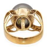 Vintage 12k Yellow Gold Tahitian Pearl Ring