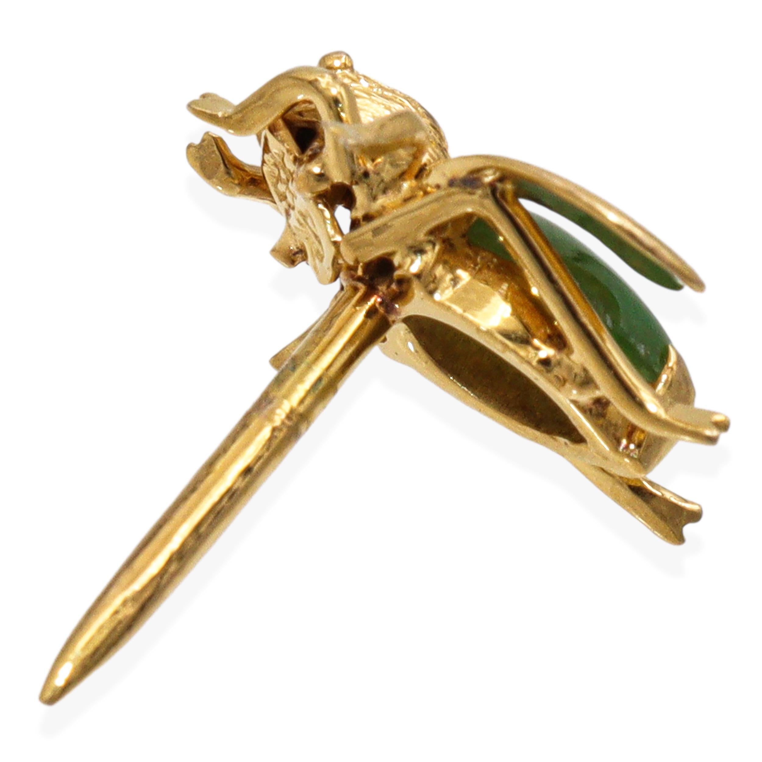 Vintage 14k Gold Green Jade Bee Tie Tack