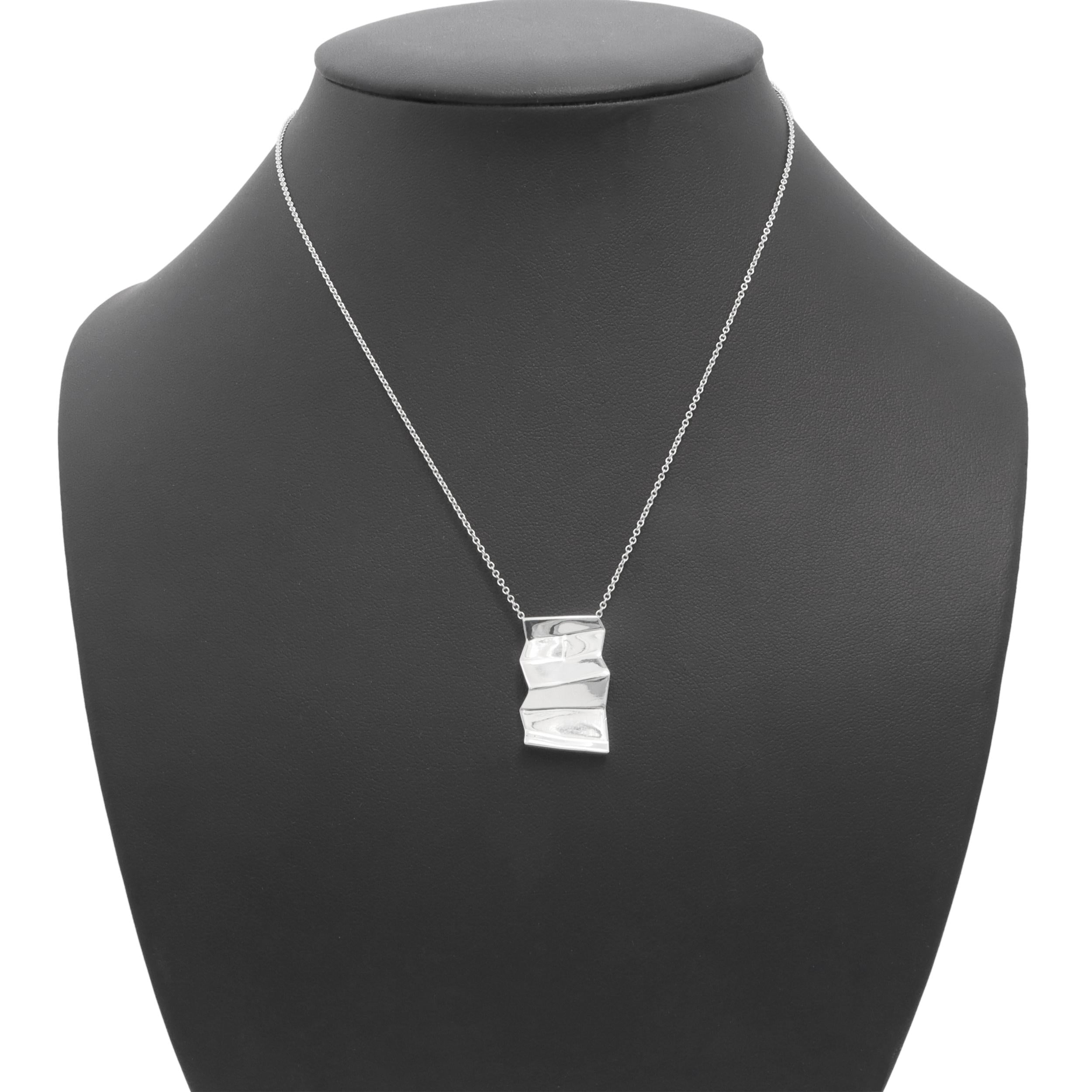 Tiffany & Co. Frank Gehry Sterling Silver Fold Pendant Necklace