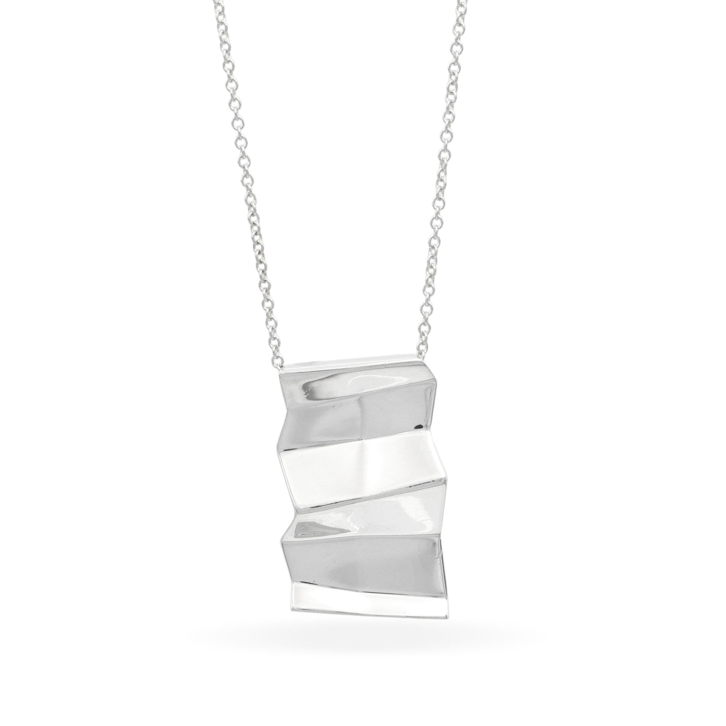 Tiffany & Co. Frank Gehry Sterling Silver Fold Pendant Necklace