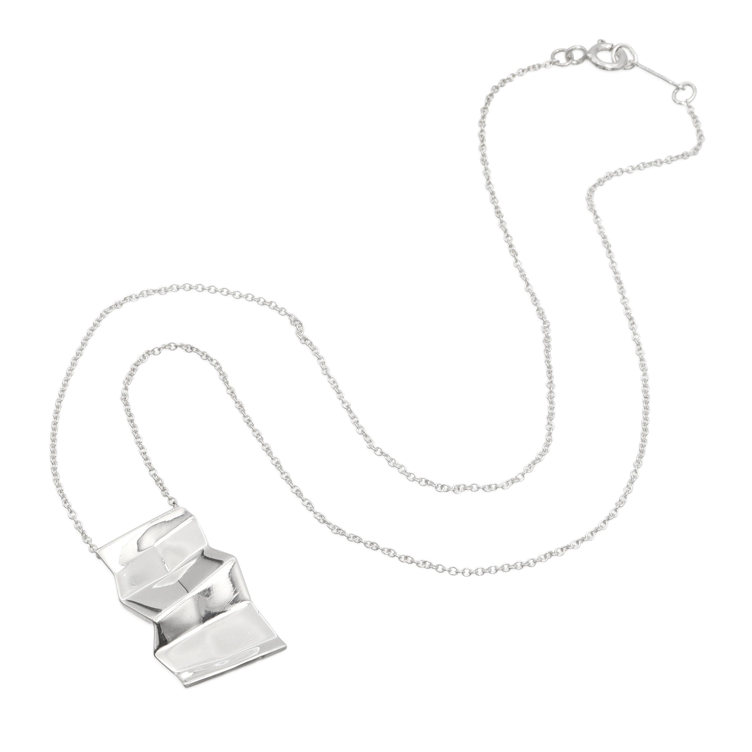 Tiffany & Co. Frank Gehry Sterling Silver Fold Pendant Necklace
