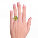Black Rhodium 18k White Gold 15.9ct Lemon Quartz with Tsavorite and Diamond Ring