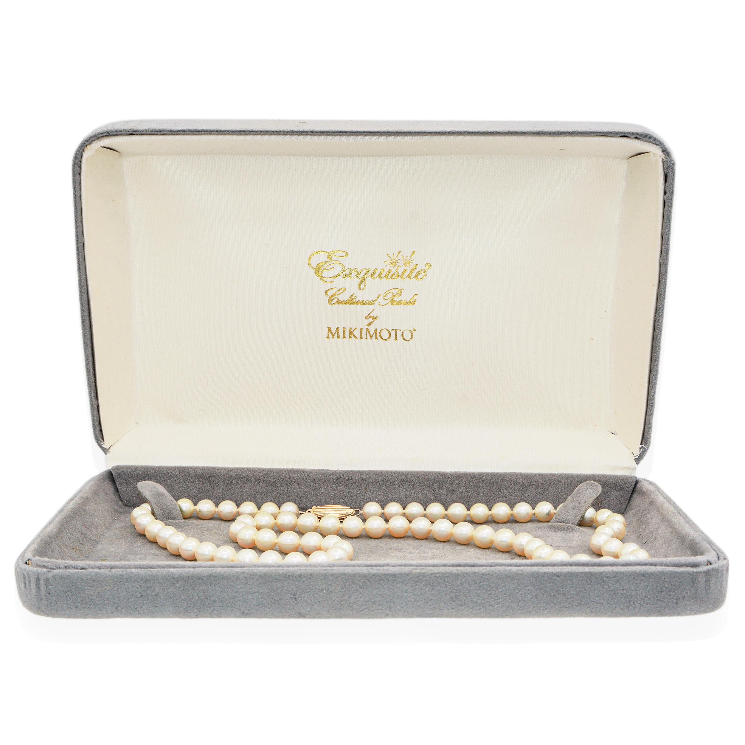Vintage Mikimoto Exquisite 14k Yellow Gold Cultured Pearl Necklace