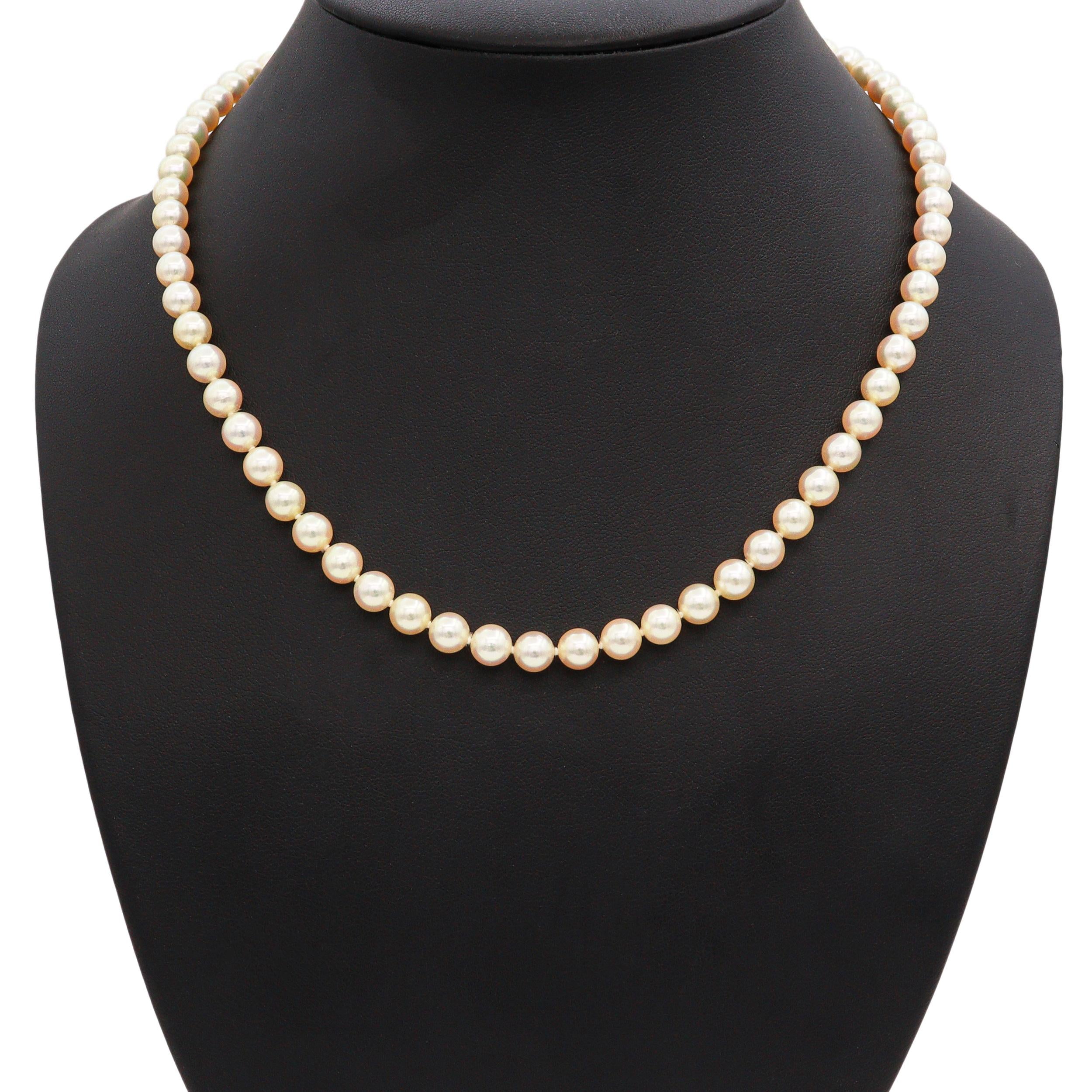 Vintage Mikimoto Exquisite 14k Yellow Gold Cultured Pearl Necklace