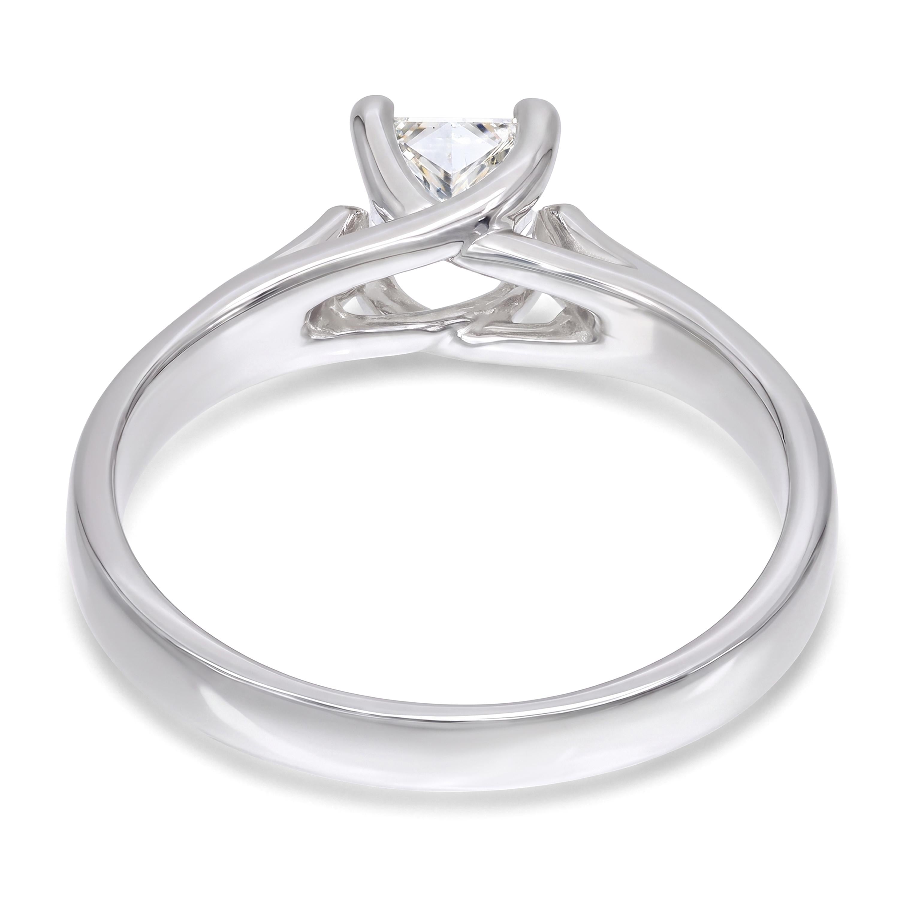 Vintage 14k White Gold 0.70ct I Si1 Princess Cut Diamond Ring