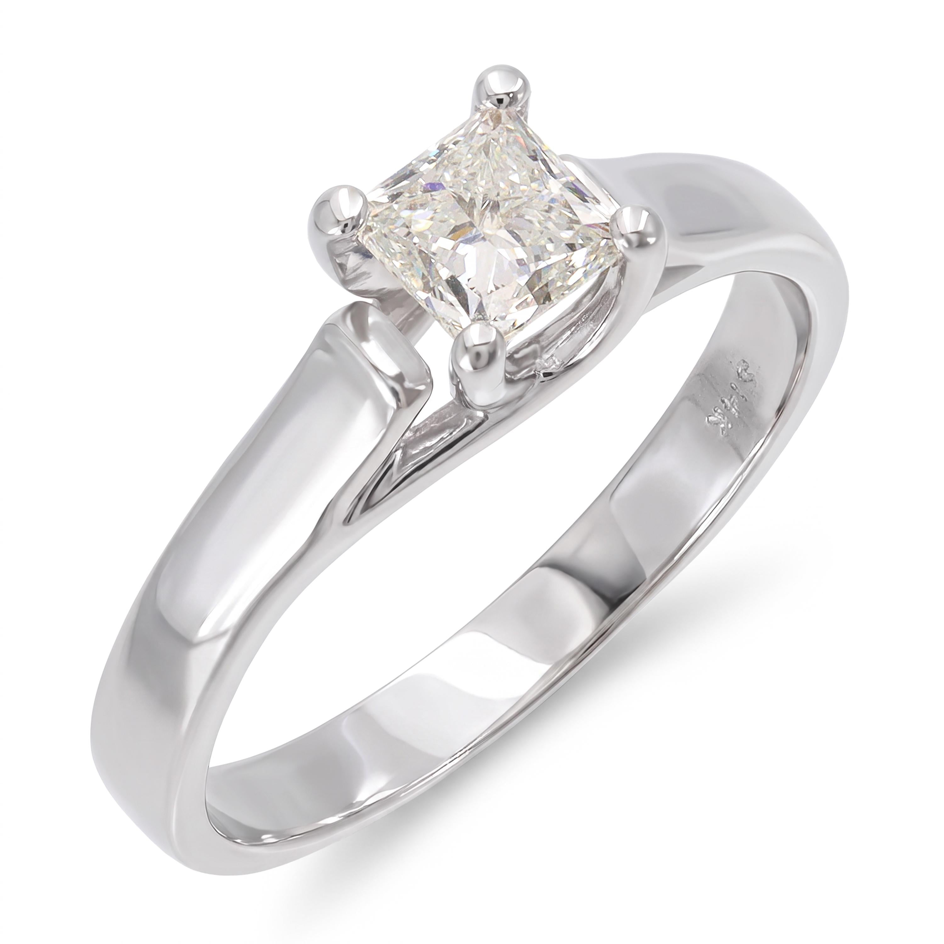 Vintage 14k White Gold 0.70ct I Si1 Princess Cut Diamond Ring