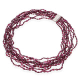 Vintage 14k White Gold Diamond Clasp Multi Strand Garnet Bead Necklace