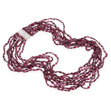 Vintage 14k White Gold Diamond Clasp Multi Strand Garnet Bead Necklace