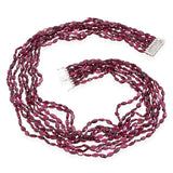 Vintage 14k White Gold Diamond Clasp Multi Strand Garnet Bead Necklace