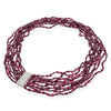 Vintage 14k White Gold Diamond Clasp Multi Strand Garnet Bead Necklace