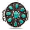 Vintage Navajo Large Turquoise Cluster Sterling Silver Cuff Bracelet