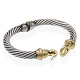 David Yurman 14K Yellow Gold & Sterling Silver Buckle Hook Hinged Cuff Bracelet