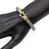 David Yurman 14K Yellow Gold & Sterling Silver Buckle Hook Hinged Cuff Bracelet