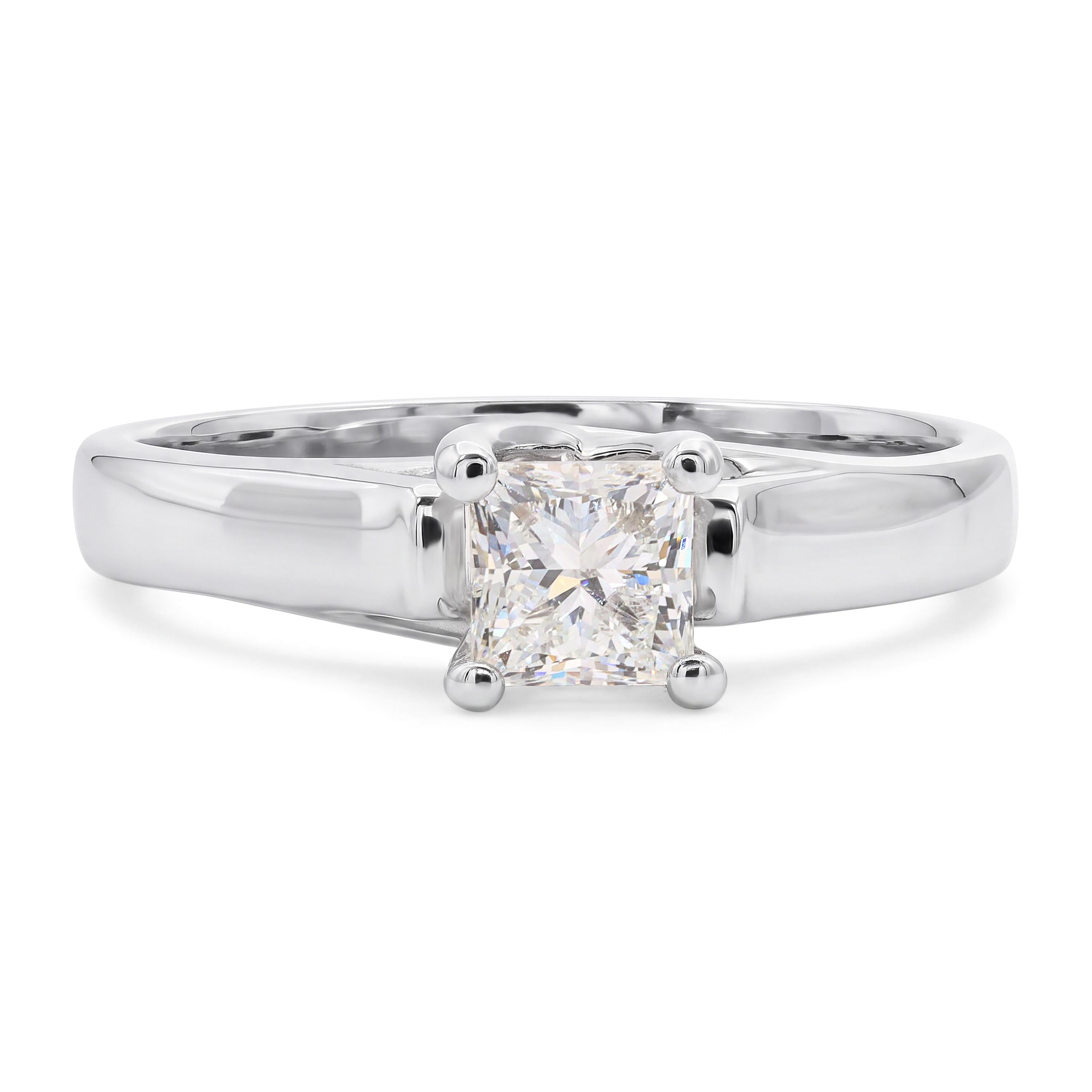 Vintage 14k White Gold 0.70ct I Si1 Princess Cut Diamond Ring