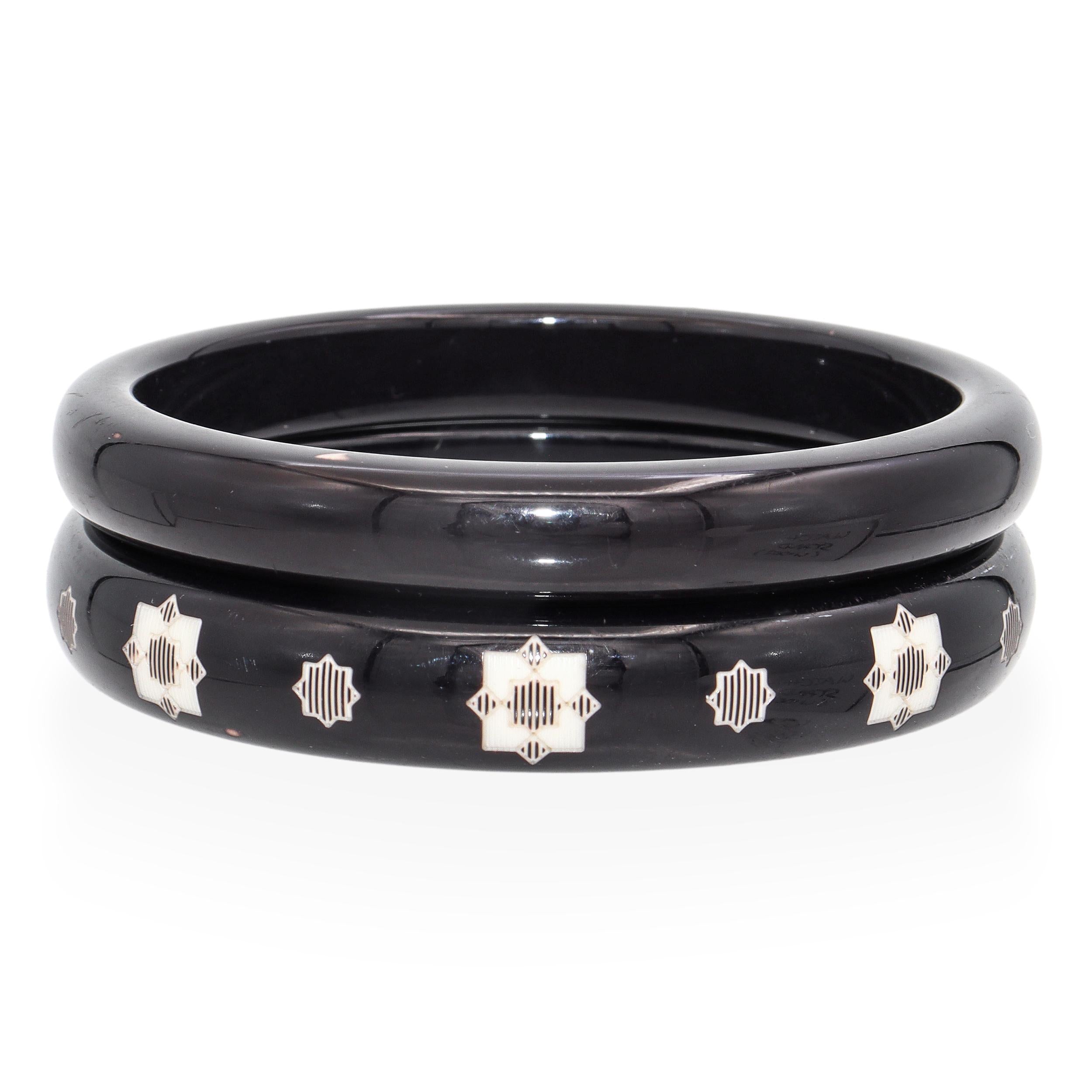 Vintage Tiffany & Co Paloma Picasso Zellige Black Laquer Bangle Set