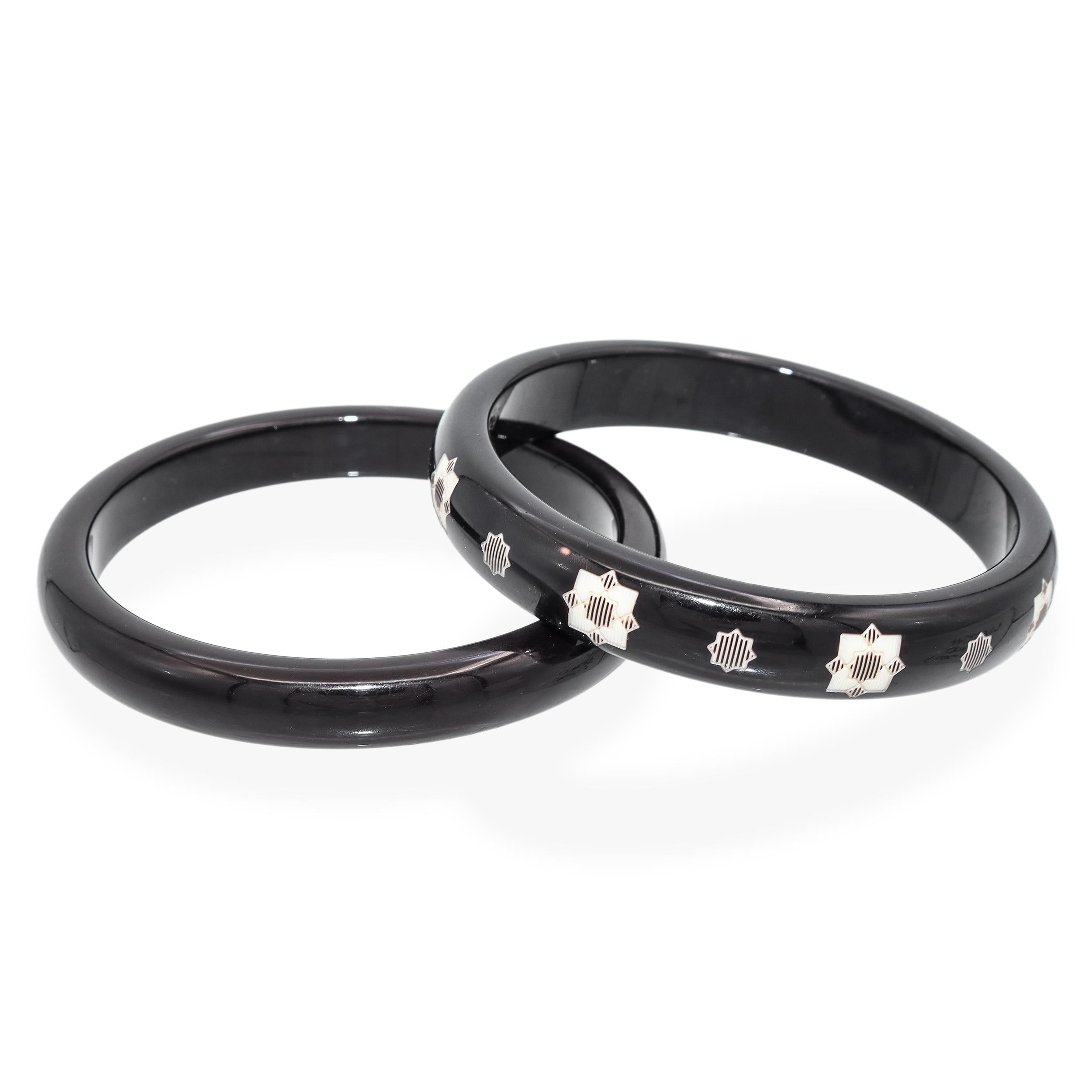 Vintage Tiffany & Co Paloma Picasso Zellige Black Laquer Bangle Set